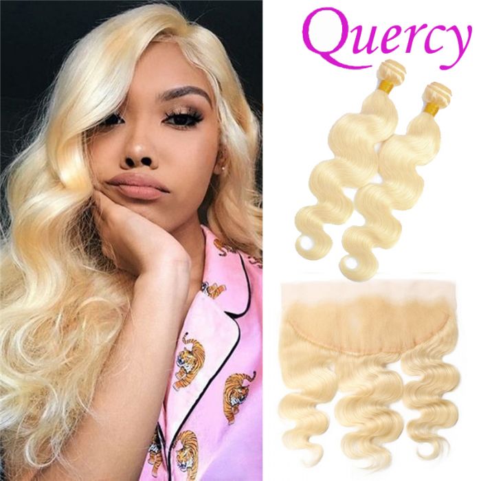 613 10A 2 bundles with lace frontal 13 4inch body wave