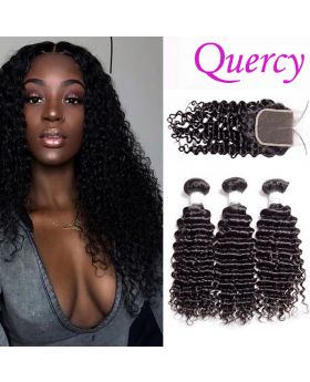 8A 3 bundles with lace closure 4*4inch deep curl