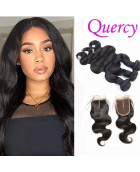 8A 3 bundles with lace closure 4*4inch body wave