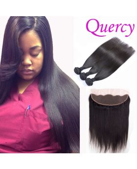 8A 3 bundles with lace frontal 13*4inch straight