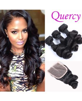 10A 3 bundles with lace closure 4*4inch loose wave
