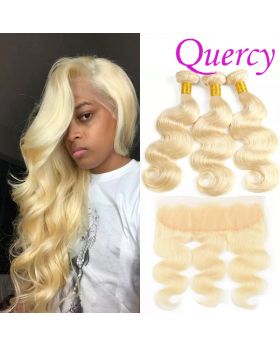 #613 10A 3 bundles with lace frontal 13*4inch body wave