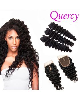 9A 3 bundles with lace closure deep wave