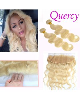 #613 9A 2 bundles with lace frontal 13*4inch body wave