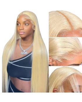Blonde #613 13*4 Full Frontal wig Straight 180% density1