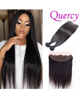 9A 2 bundles with lace frontal 13*4inch straight