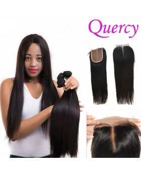 8A 3 bundles with lace closure 4*4inch straight