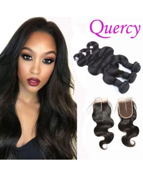 9A 3 bundles with lace closure body wave