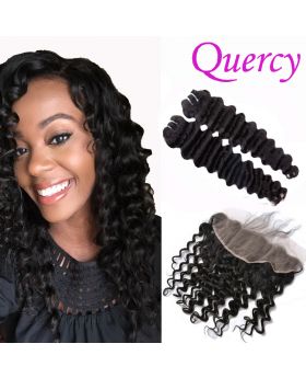10A 2 bundles with lace frontal 13*4inch deep wave