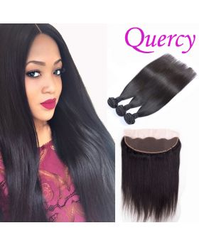 9A 3 bundles with lace frontal 13*4inch straight