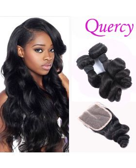 10A 2 bundles with lace closure 4*4inch loose wave