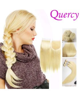 #613 10A 3 bundles with lace closure 4*4inch straight