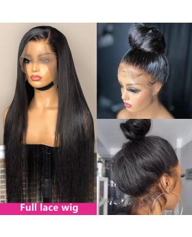 Light Brown lace Full lace wig 180% straight